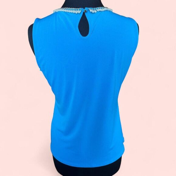 Karl Lagerfeld Paris Pearl Chain Neckline Blouse – Size M | Glam Quiet Luxury - Picture 4 of 8